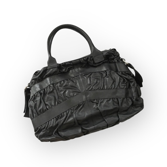 new Maria Bonita Extra ༄ Zip Pockets Leather Travel Bag ༄ Black Metallic Sheen - Picture 11 of 16